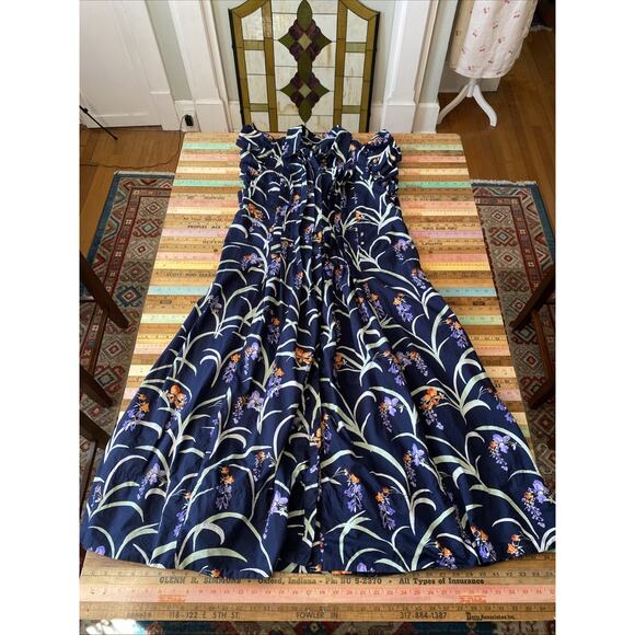 Anthropologie L Maeve Flutter-Sleeve Floral Maxi Button Down Shirt Dress No Belt - Picture 14 of 16